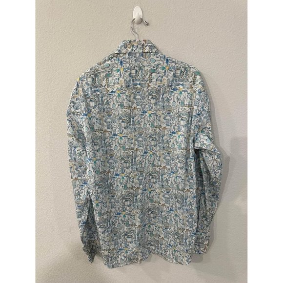 Autocratic Vogue Made In Italy Vintage Scientific Button Down Shirt Sz L - Picture 6 of 7
